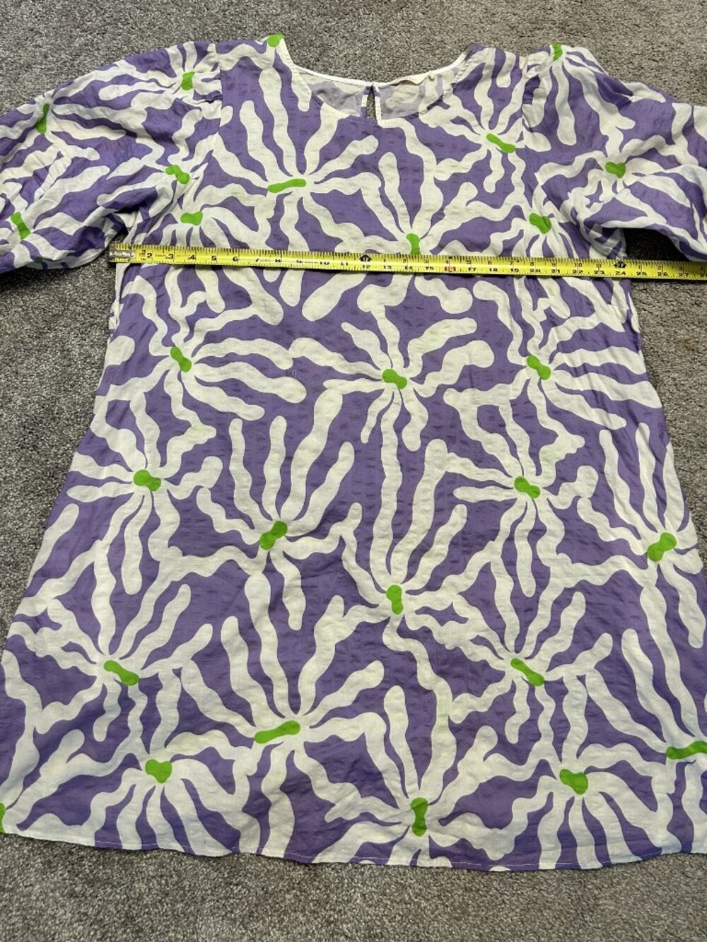Gorman Purple White Abstract Floral Seersucker Smock Dress AU 20 US 16 Plus Size - Picture 4 of 6
